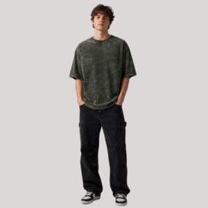 "CYBER OLIVE" Acid Wash Oversized T-Shirt